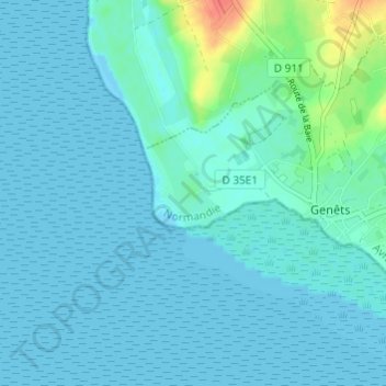Mappa topografica Le Bec d'Andaine, altitudine, rilievo