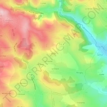 Mappa topografica Noally, altitudine, rilievo