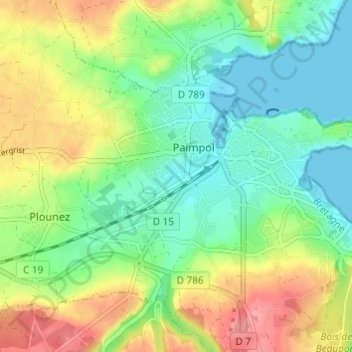 Mappa topografica Biliou, altitudine, rilievo