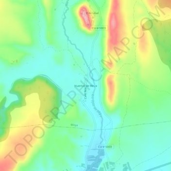 Mappa topografica Huertos de Moya, altitudine, rilievo