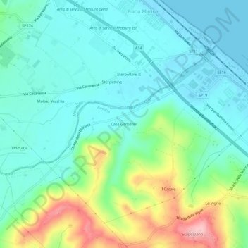 Mappa topografica Case Garbatini, altitudine, rilievo