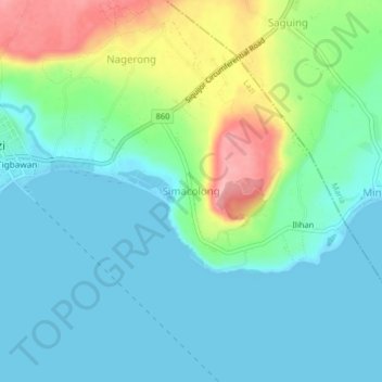 Mappa topografica Simacolong, altitudine, rilievo
