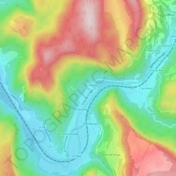 Mappa topografica Les Combes, altitudine, rilievo