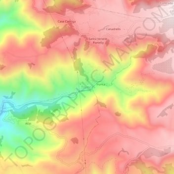 Mappa topografica Trunca, altitudine, rilievo