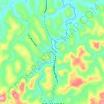 Mappa topografica Arcozelo, altitudine, rilievo