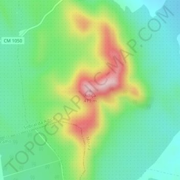 Mappa topografica Adiça, altitudine, rilievo