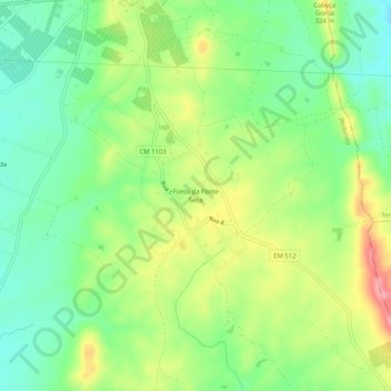 Mappa topografica Foros da Fonte Seca, altitudine, rilievo