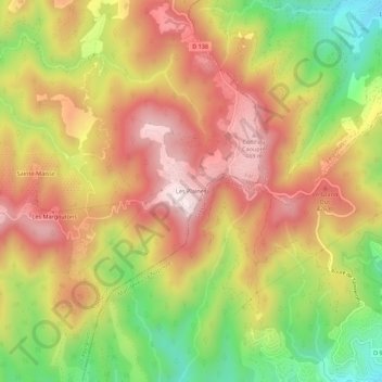Mappa topografica Les Plaines, altitudine, rilievo