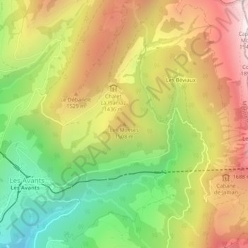 Mappa topografica Les Mosses, altitudine, rilievo