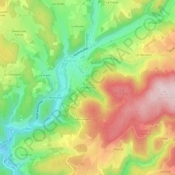 Mappa topografica Les Rivaux, altitudine, rilievo