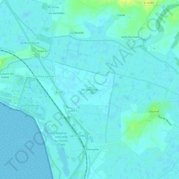 Mappa topografica Les Fontaines, altitudine, rilievo