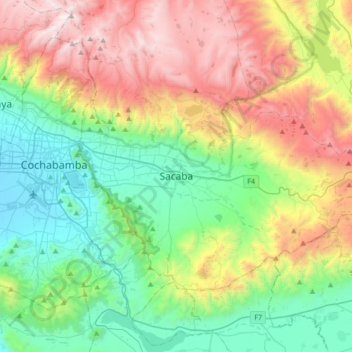 Mappa topografica Sacaba, altitudine, rilievo