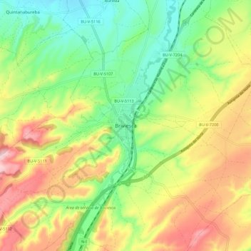 Mappa topografica Briviesca, altitudine, rilievo