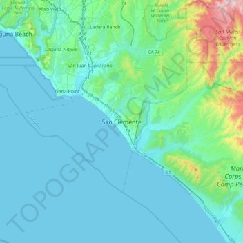 Mappa topografica San Clemente, altitudine, rilievo