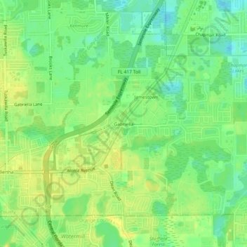Mappa topografica Gabriella, altitudine, rilievo