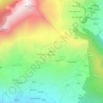 Mappa topografica Clavon, altitudine, rilievo
