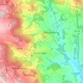 Mappa topografica Auersdorf, altitudine, rilievo