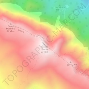 Mappa topografica Monte Sirente, altitudine, rilievo