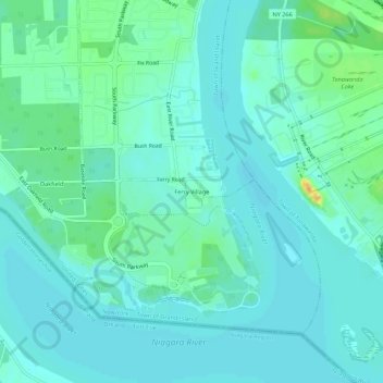 Mappa topografica Ferry Village, altitudine, rilievo