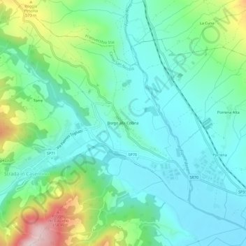 Mappa topografica Borgo alla Collina, altitudine, rilievo