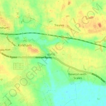 Mappa topografica Dowbridge, altitudine, rilievo