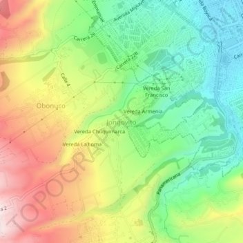 Mappa topografica Jongovito, altitudine, rilievo