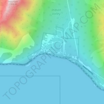 Mappa topografica Indian, altitudine, rilievo