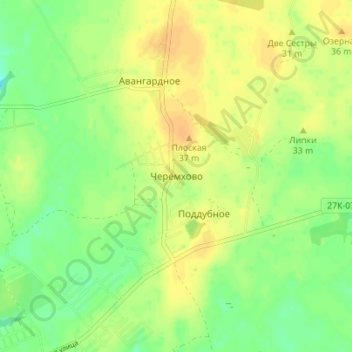Mappa topografica Черёмхово, altitudine, rilievo