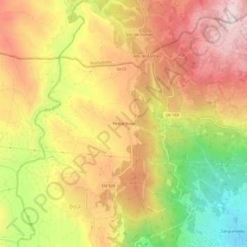 Mappa topografica Pinhal Novo, altitudine, rilievo