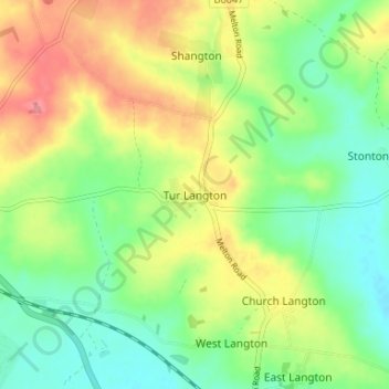 Mappa topografica Tur Langton, altitudine, rilievo
