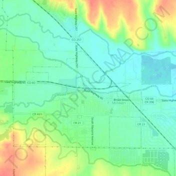 Mappa topografica Hillsboro, altitudine, rilievo