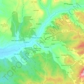 Mappa topografica Matas, altitudine, rilievo