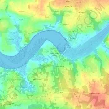 Mappa topografica Vieille Roche Nord, altitudine, rilievo