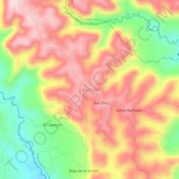 Mappa topografica La Unión, altitudine, rilievo