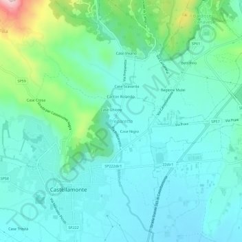 Mappa topografica Preparetto, altitudine, rilievo