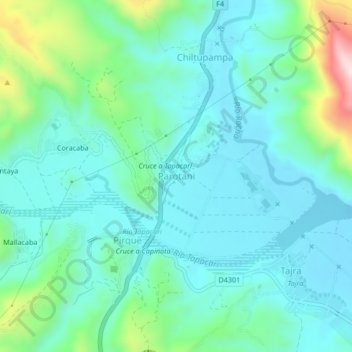Mappa topografica Parotani, altitudine, rilievo