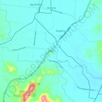 Mappa topografica Eton, altitudine, rilievo