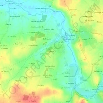 Mappa topografica Villarcel, altitudine, rilievo