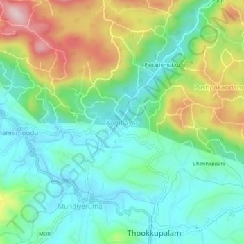 Mappa topografica Kombayar, altitudine, rilievo