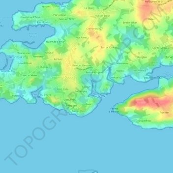 Mappa topografica Cosquer, altitudine, rilievo