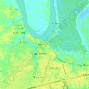 Mappa topografica Puerto Callao, altitudine, rilievo