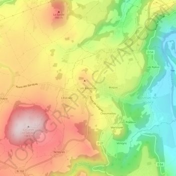 Mappa topografica Les Baraques, altitudine, rilievo