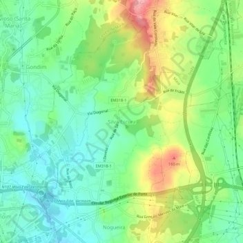 Mappa topografica Silva Escura, altitudine, rilievo