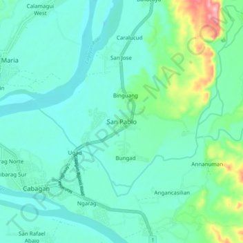Mappa topografica San Pablo, altitudine, rilievo