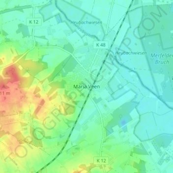 Mappa topografica Maria Veen, altitudine, rilievo