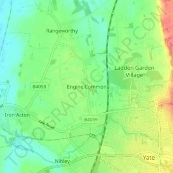 Mappa topografica Engine Common, altitudine, rilievo