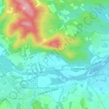 Mappa topografica Sant Julià, altitudine, rilievo