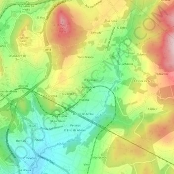 Mappa topografica Andrade, altitudine, rilievo