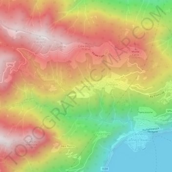 Mappa topografica Trarego, altitudine, rilievo
