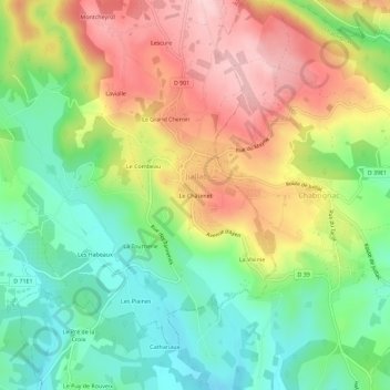 Mappa topografica Le Châtenet, altitudine, rilievo